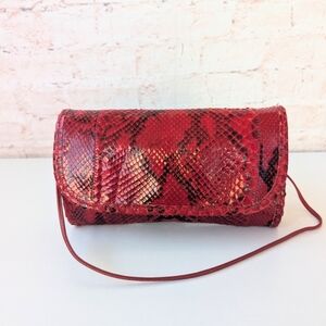 Carlos Falchi Red Snakeskin Crossbody Wristlet